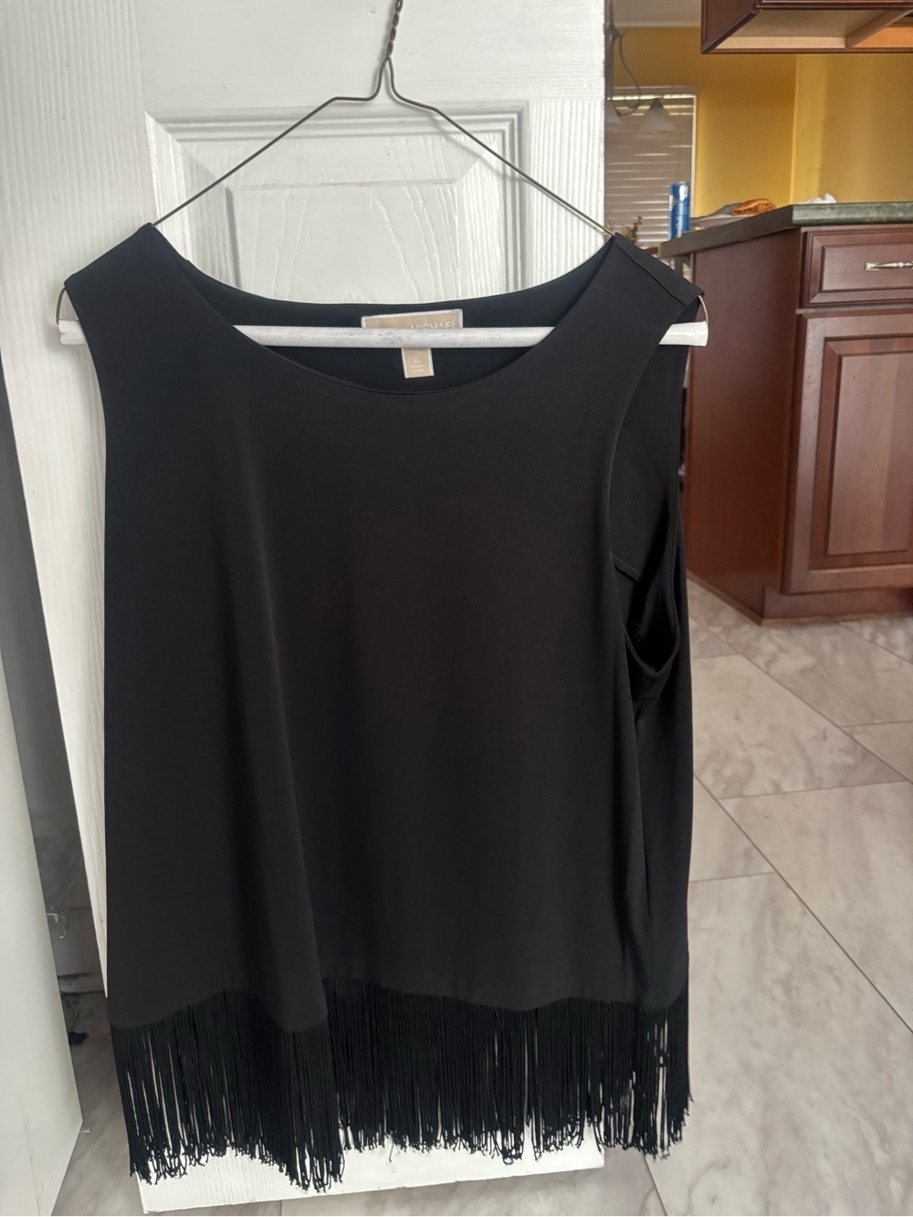 Michael Kors Black Fringe Sleeveless Tank Top